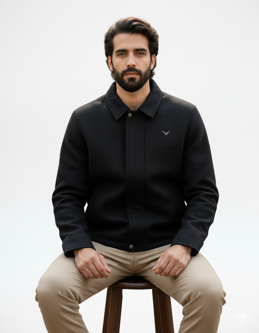 Cashmera Wool Jacket – Black Elegance for Him & Her